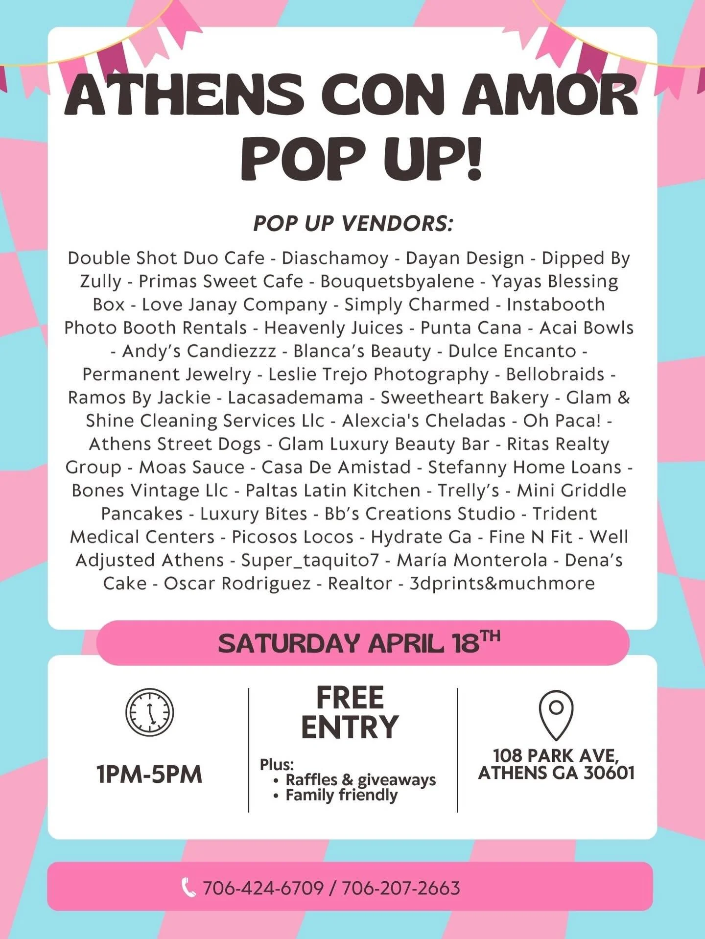 ATHENS CON AMOR LINE UP!! 🚨

A curated lineup of some of Athens&rsquo; finest ✨
Come support your favorites, discover new ones, and show love to this beautiful community 💖