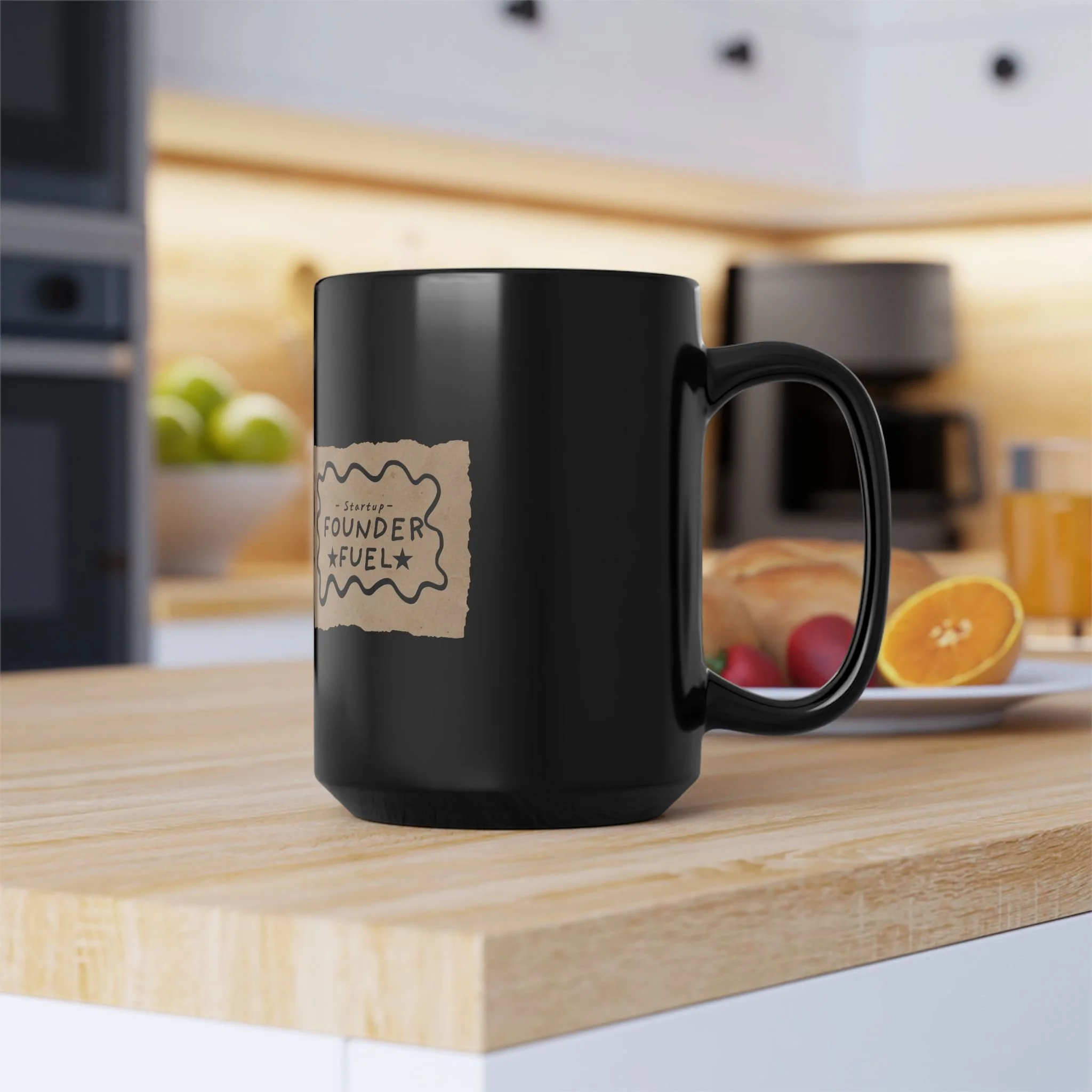Founder Fuel Coffee Mug — 15oz Black Ceramic