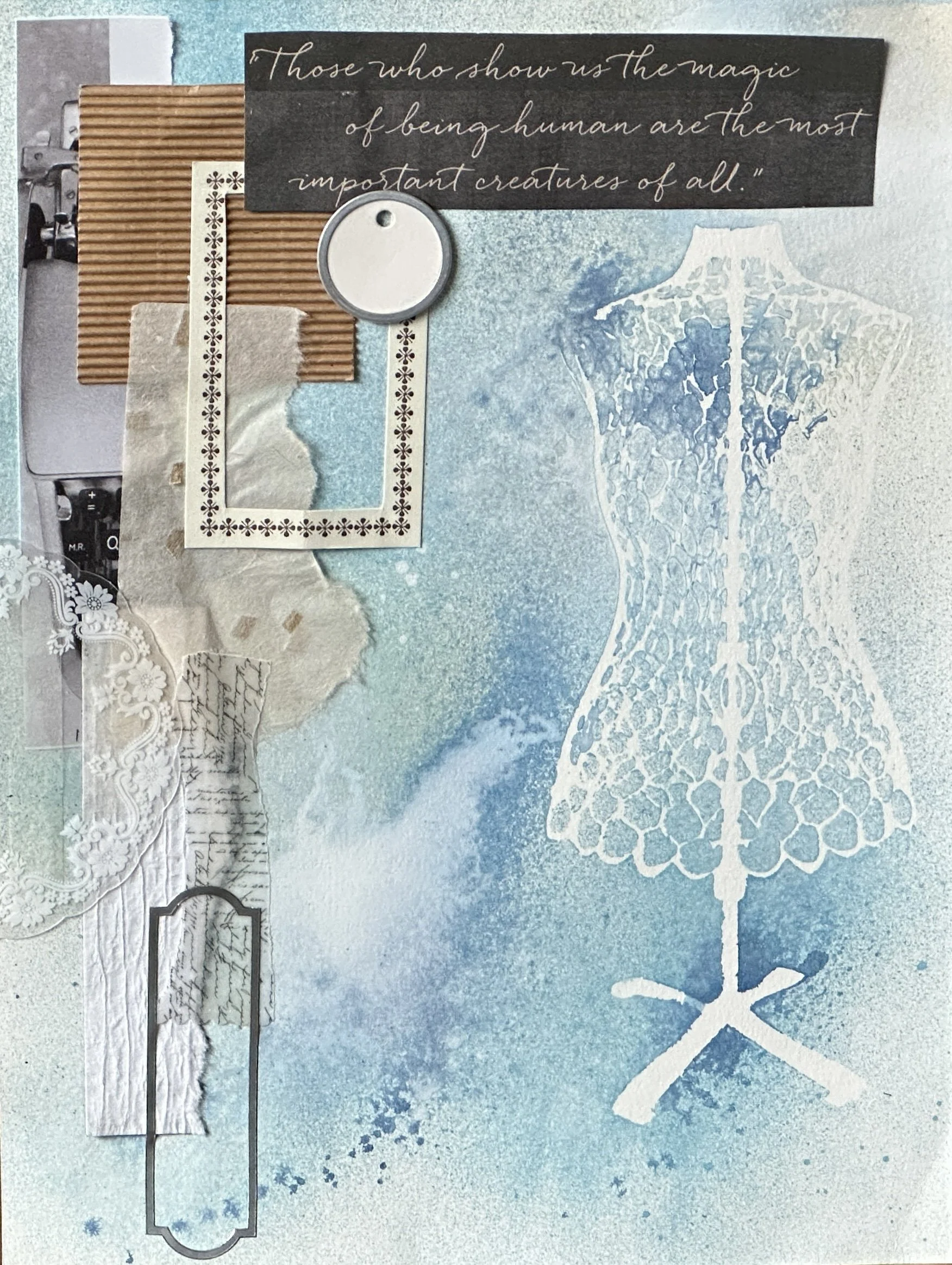 Favorite Things
Sept. 22th, 2022
11x14 
Mixed Media Collage

Materials: found ephemera, paper, tissue paper, crepe paper, alcohol Ink 