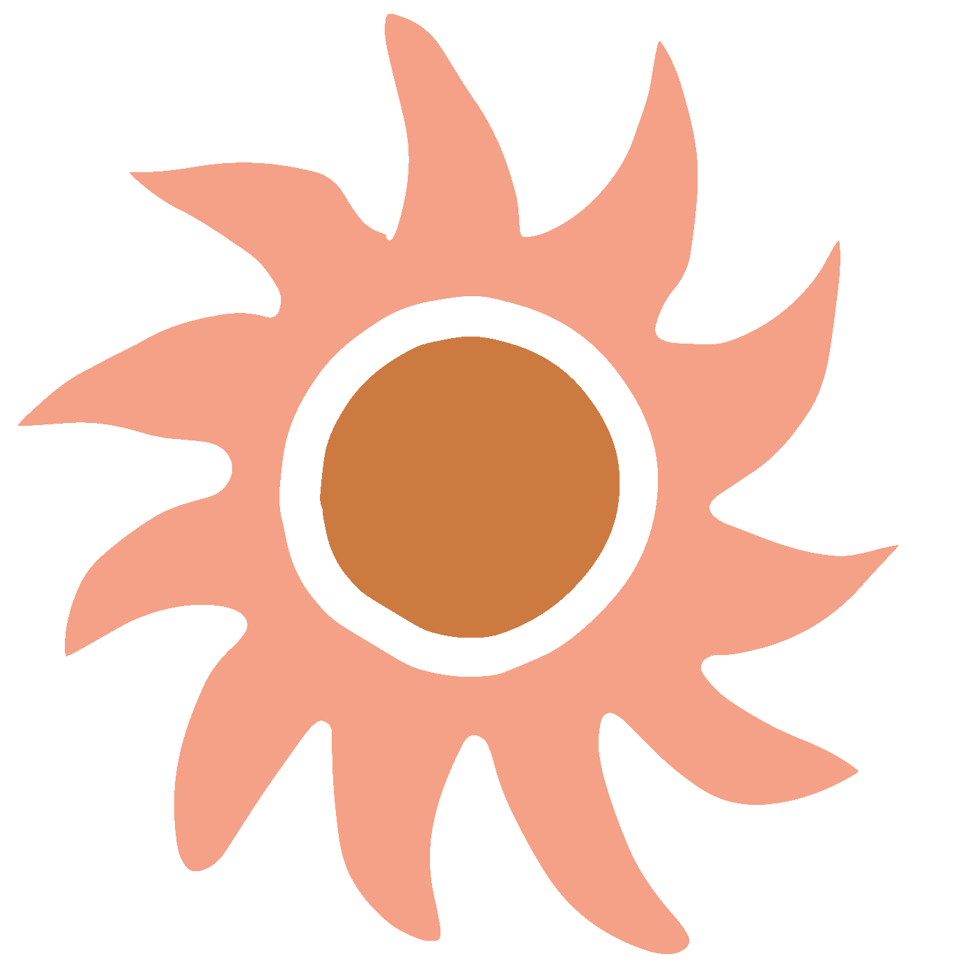 Abstract sun illustration representing warmth, calm, and intentional travel.