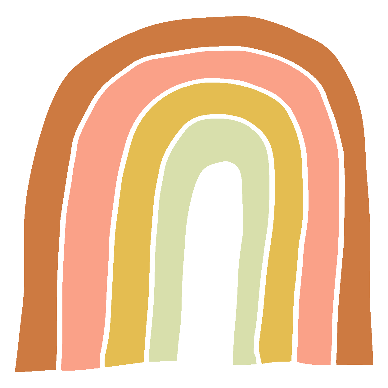 Hand-drawn rainbow illustration in soft, earthy tones, part of the WildKind Travel brand aesthetic.