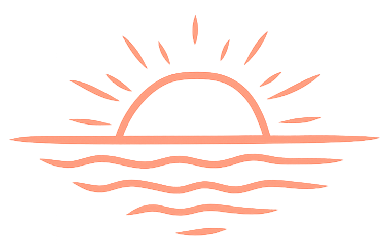 Abstract sun illustration representing warmth, calm, and intentional travel.
