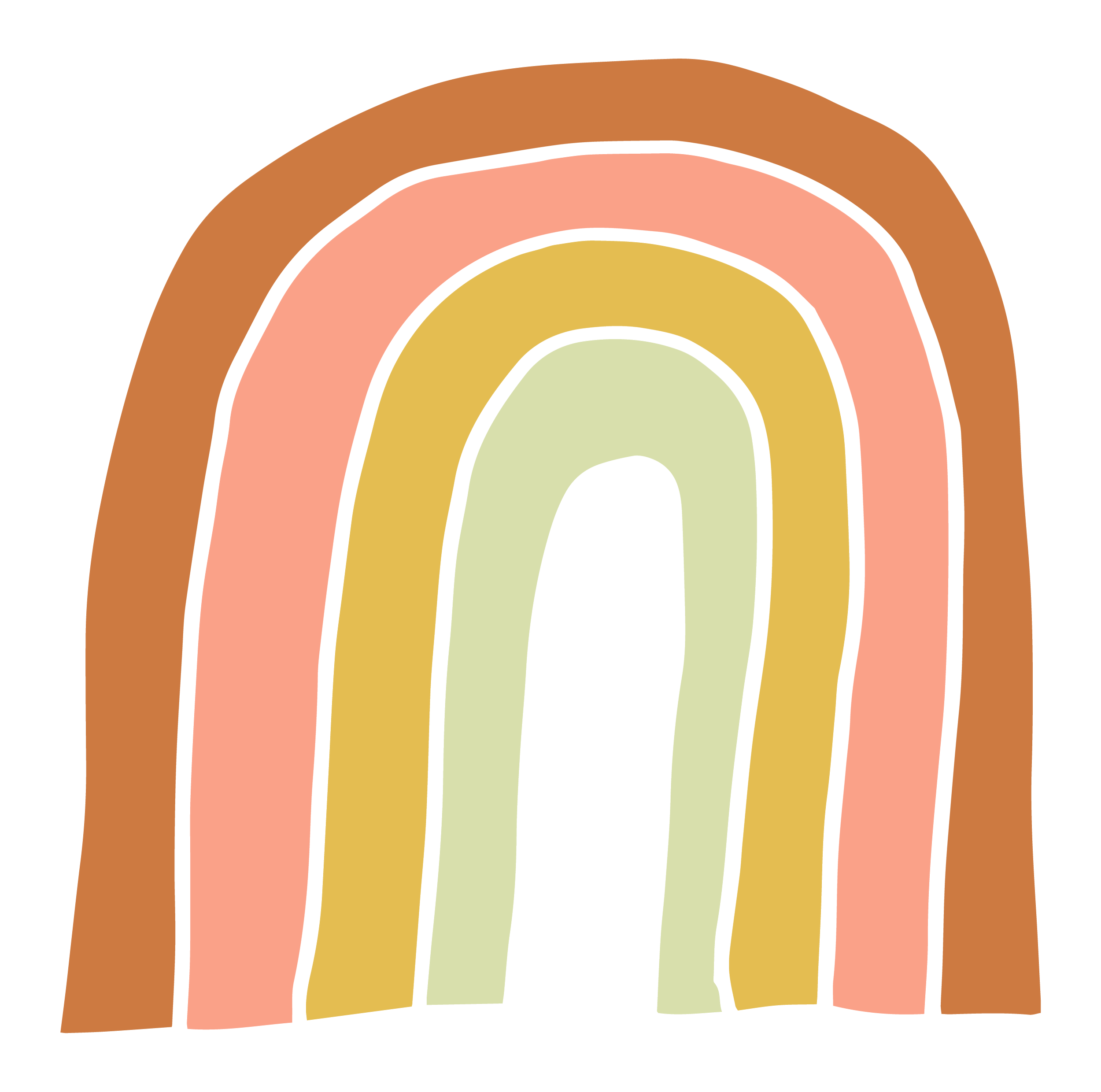 Abstract rainbow illustration in muted pastel colors, used as a visual accent on the WildKind Travel site.