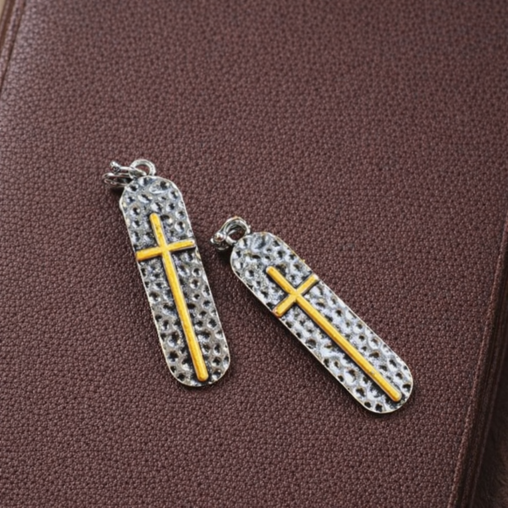 Dimpled Cross Earring