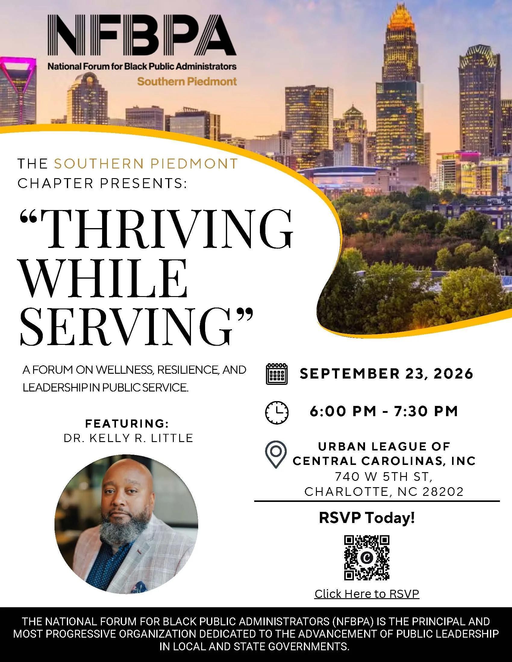 Southern Piedmont Chapter presents…Thriving While Serving: A Forum on Wellness, Resilience, and Leadership in Public Service