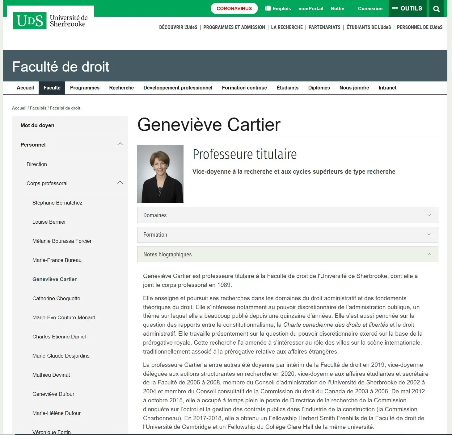 25. Geneviève Cartier - vice-doyenne recherche 2021 Fac de droit UdeS.JPG