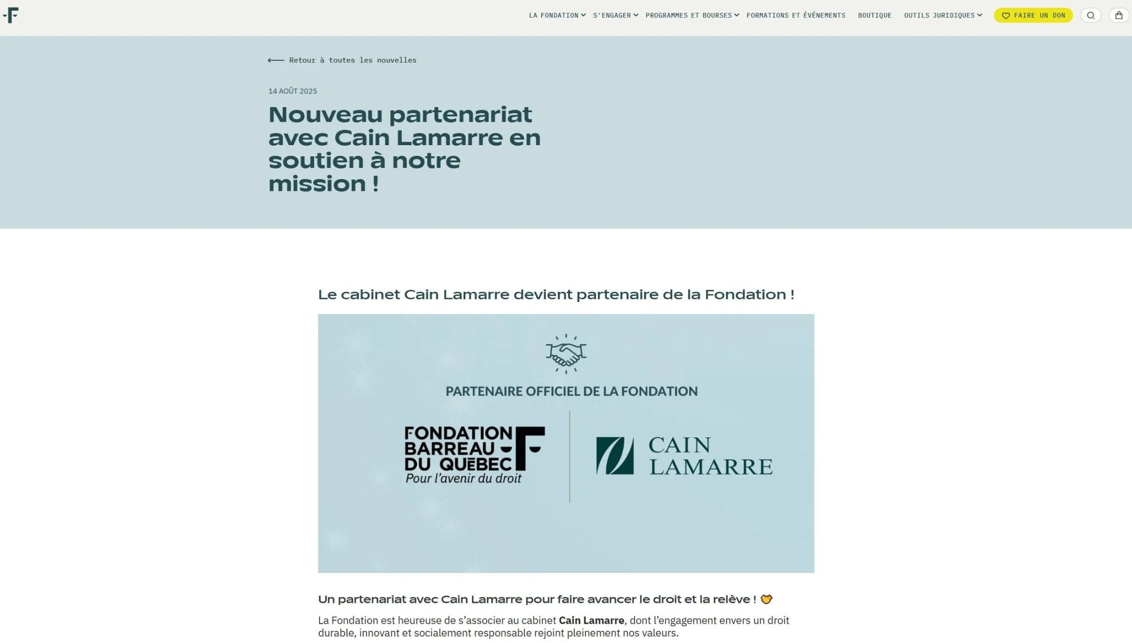 Fondation Barreau du Québec, Cain Lamarre