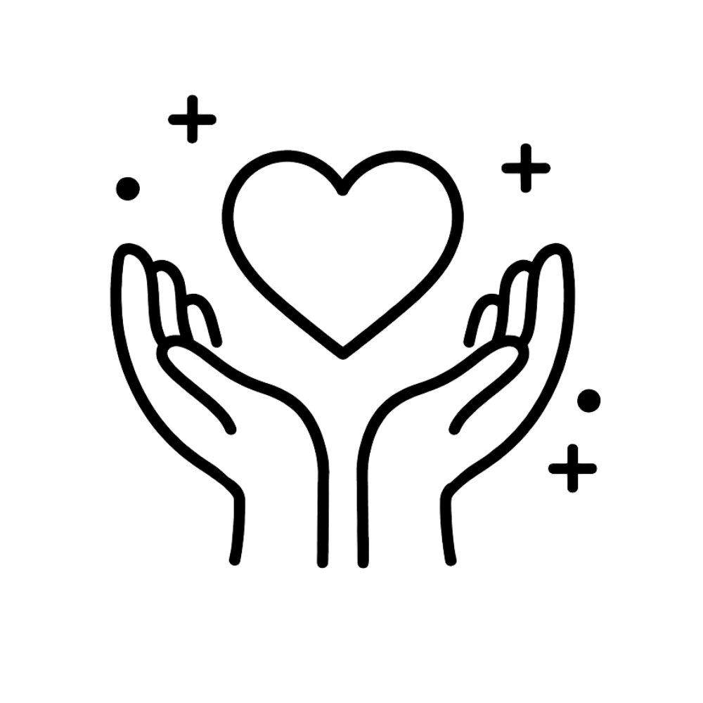 hearts holding hand icon