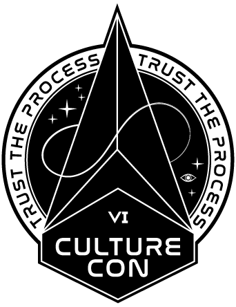 Logo for Culture Con 6. The logo features a large star with a circular design around it, containing the words "TRUST THE PROCESS" and an eye symbol. Below the star, the event name "Culture Con" is written.