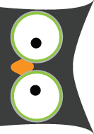 Close-up of cartoon eyes with green irises and black pupils