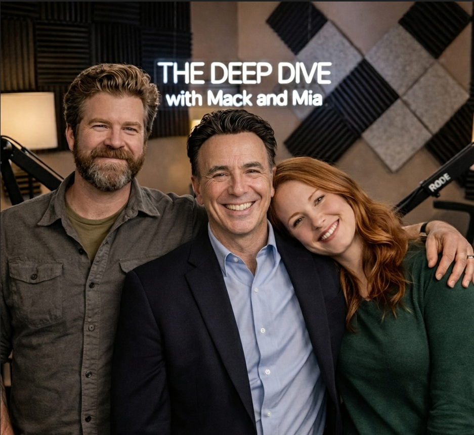 Know the Policy Founder Erik Leeming in the studio with The Deep Dive Podcast hosts Mack and Mia.
