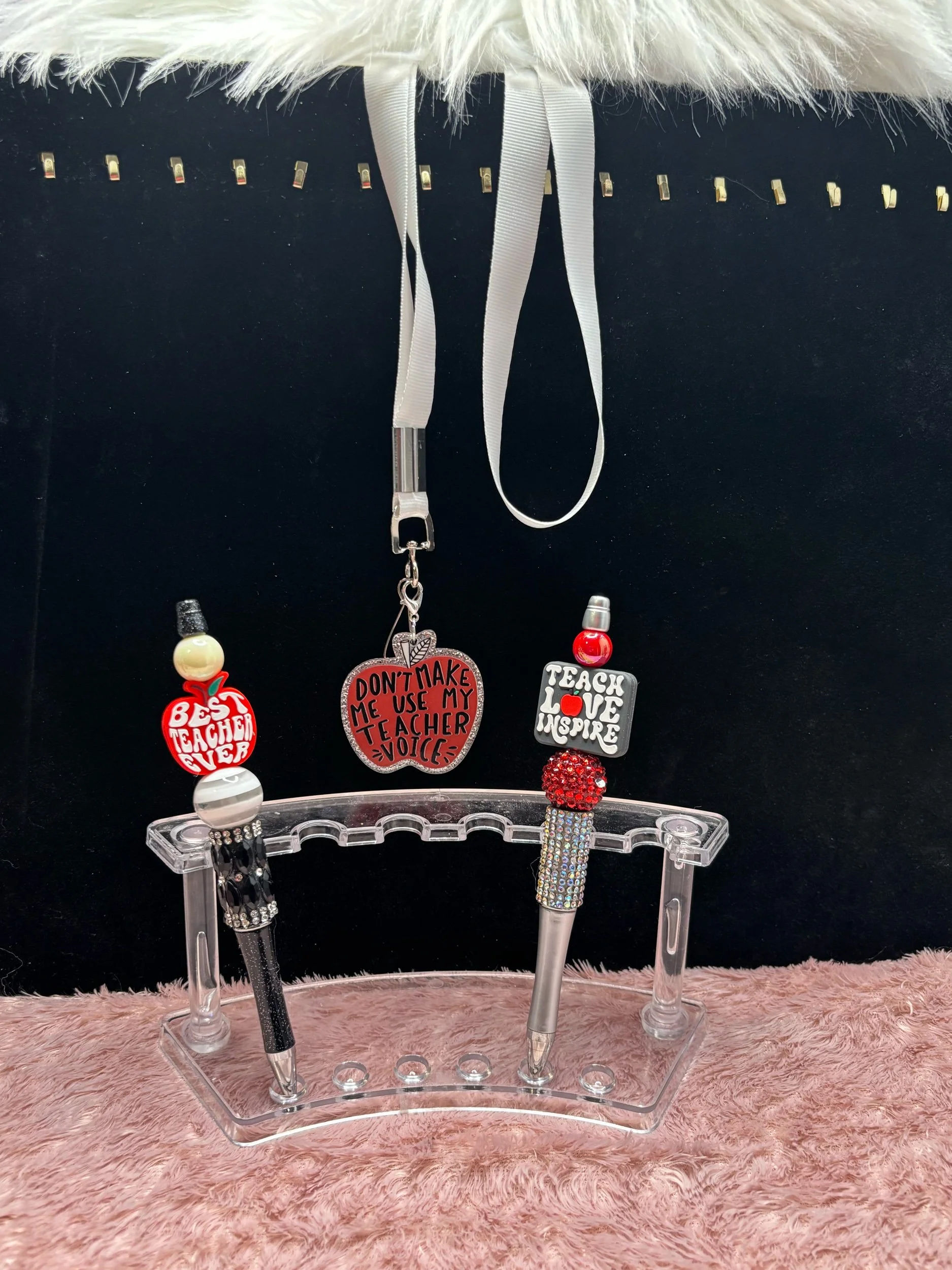 🍎✨ PRE-ORDER | "Teacher Life" Lanyard & Pen Bundle | Custom Acrylic Charm Lanyard & Handcrafted Beaded Pen Set 🍎✨