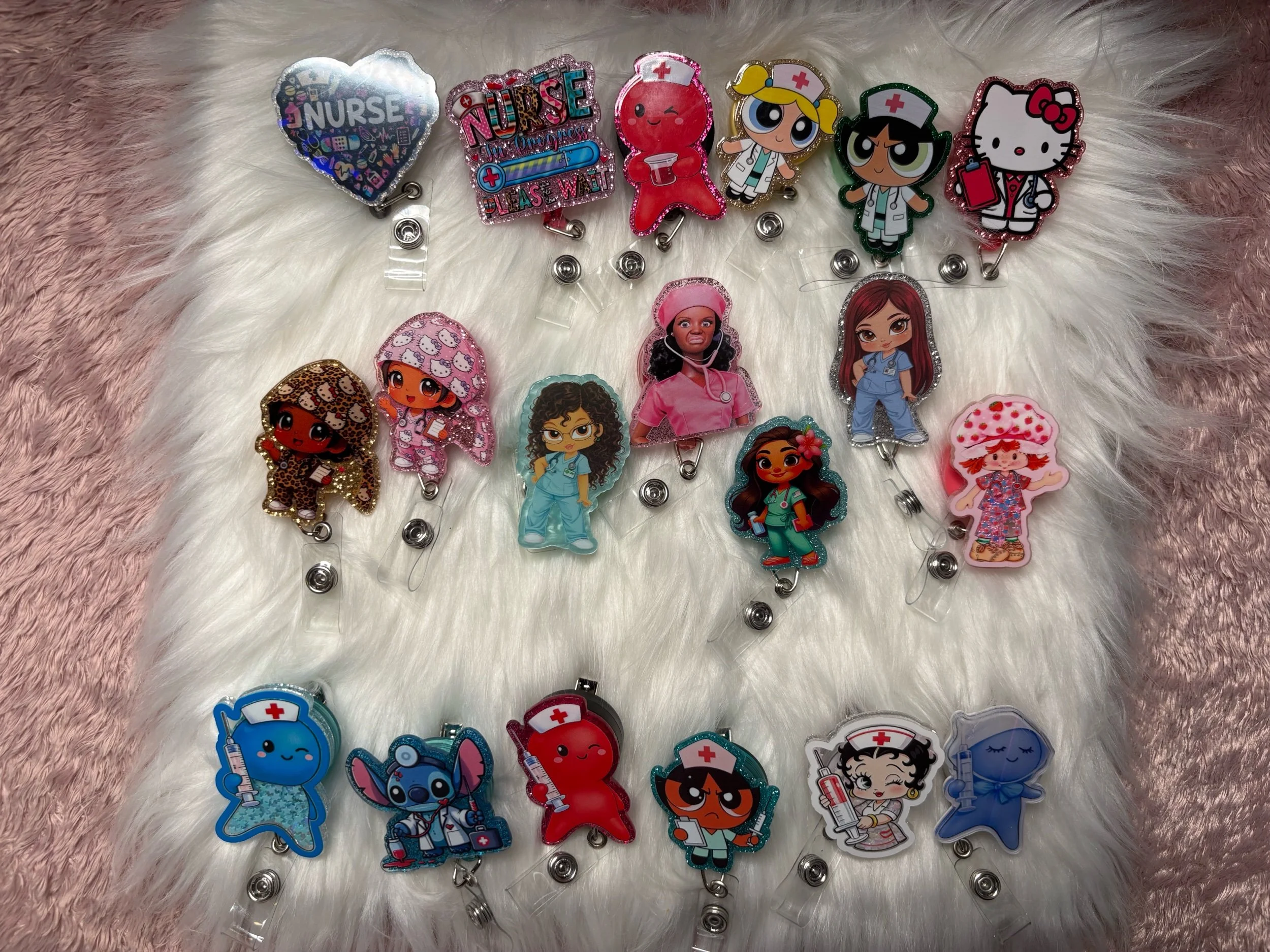 ✨ Glitzy Scrub Squad: Retractable Badge Reels | Alligator Swivel Clip 🩺