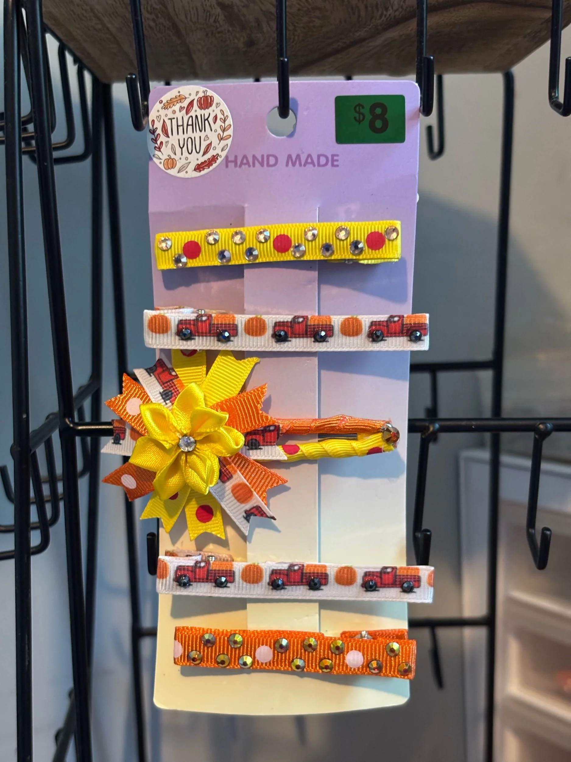 Handmade Autumn Hair Clips Set • Custom Fall Ribbon Bows & Barrettes • Leopard Pumpkin Flannel Houndstooth Snap Clips • Thanksgiving Hair Ac