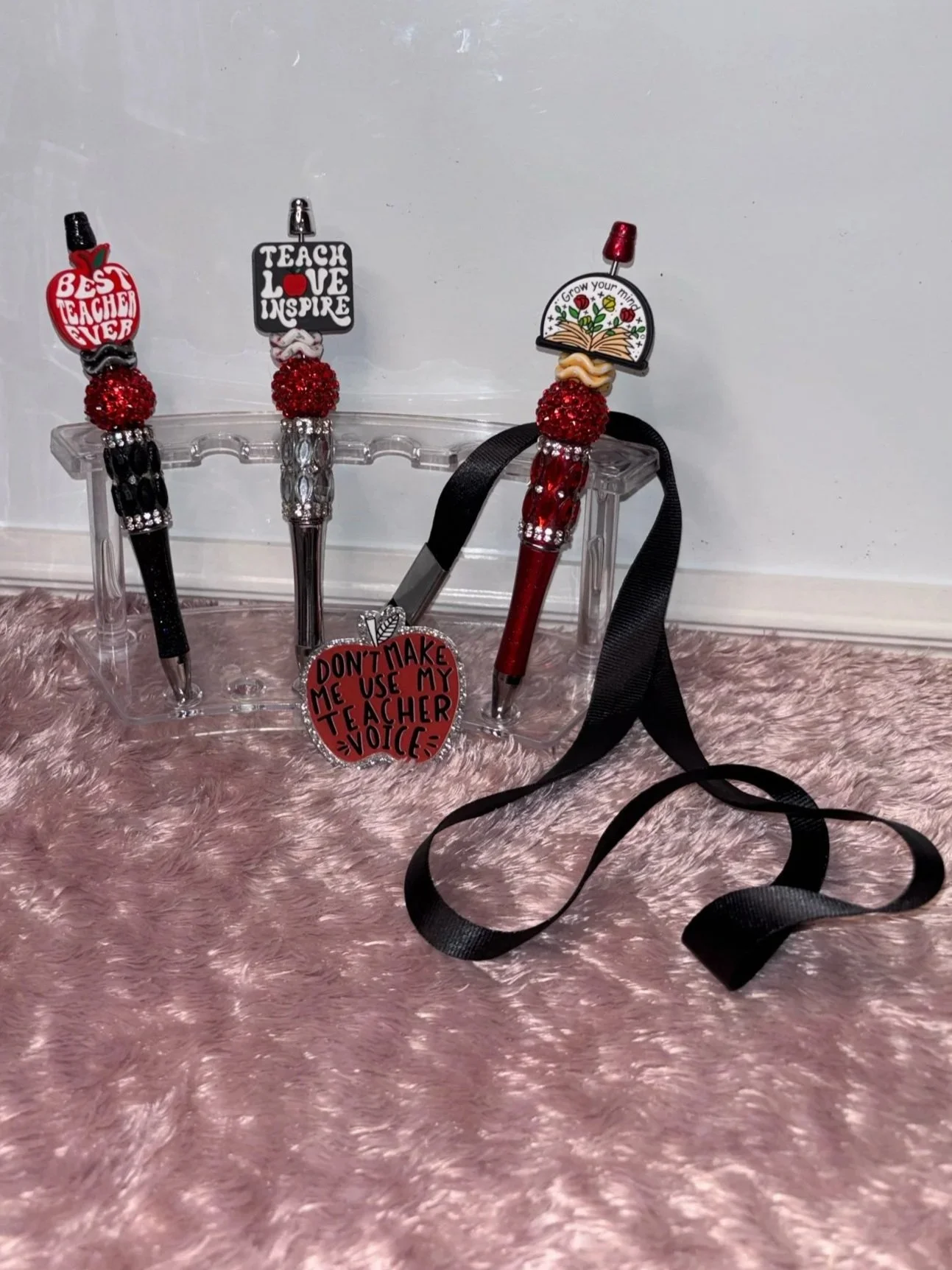 🍎✨ The "Teacher Voice" Lanyard & Bling Pen Duo🍎✨