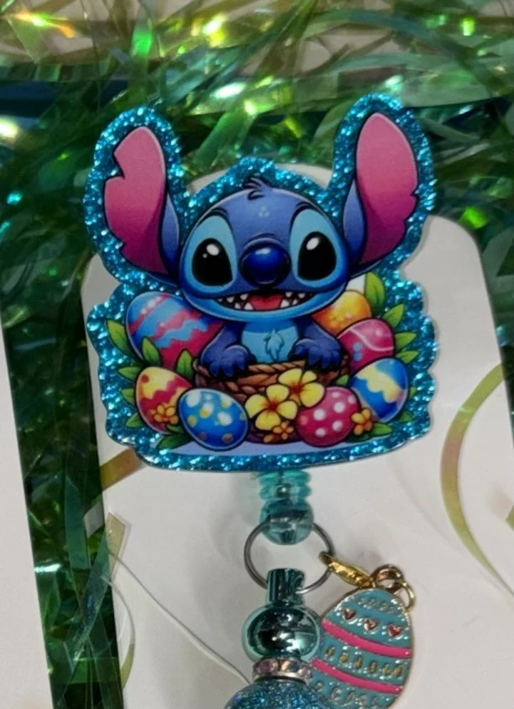 Teal Stitch Easter Badge Reel