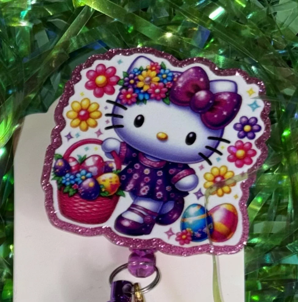 Hello Kitty Easter Badge Reel - Purple