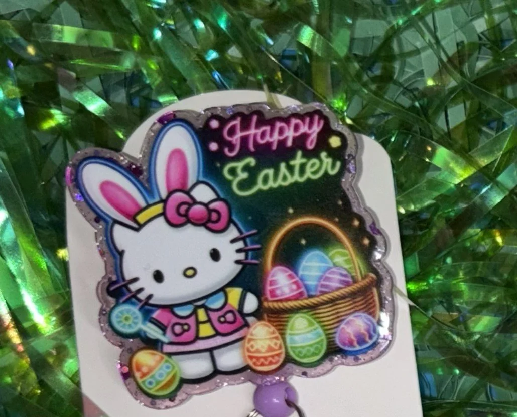 Purple & Lavender Hello Kitty Easter Badge Reel