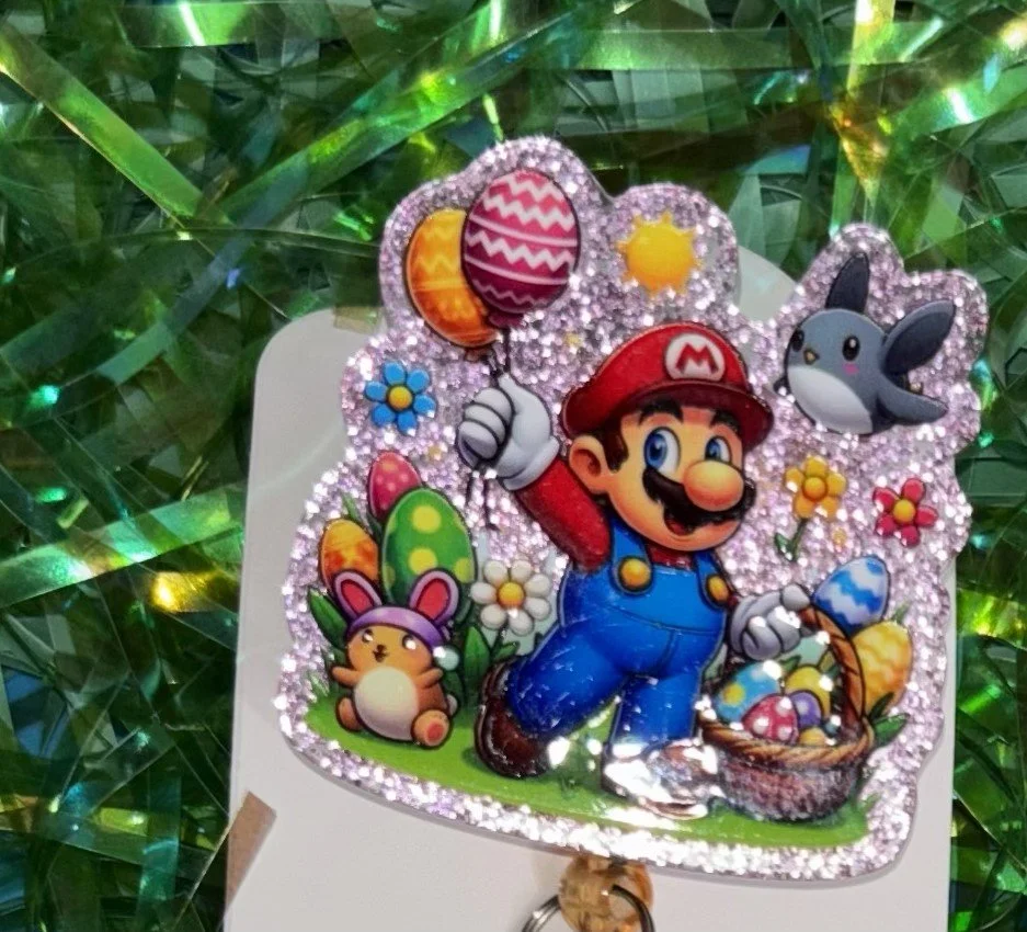 Super Mario Easter Badge Reel - Red & Mocha
