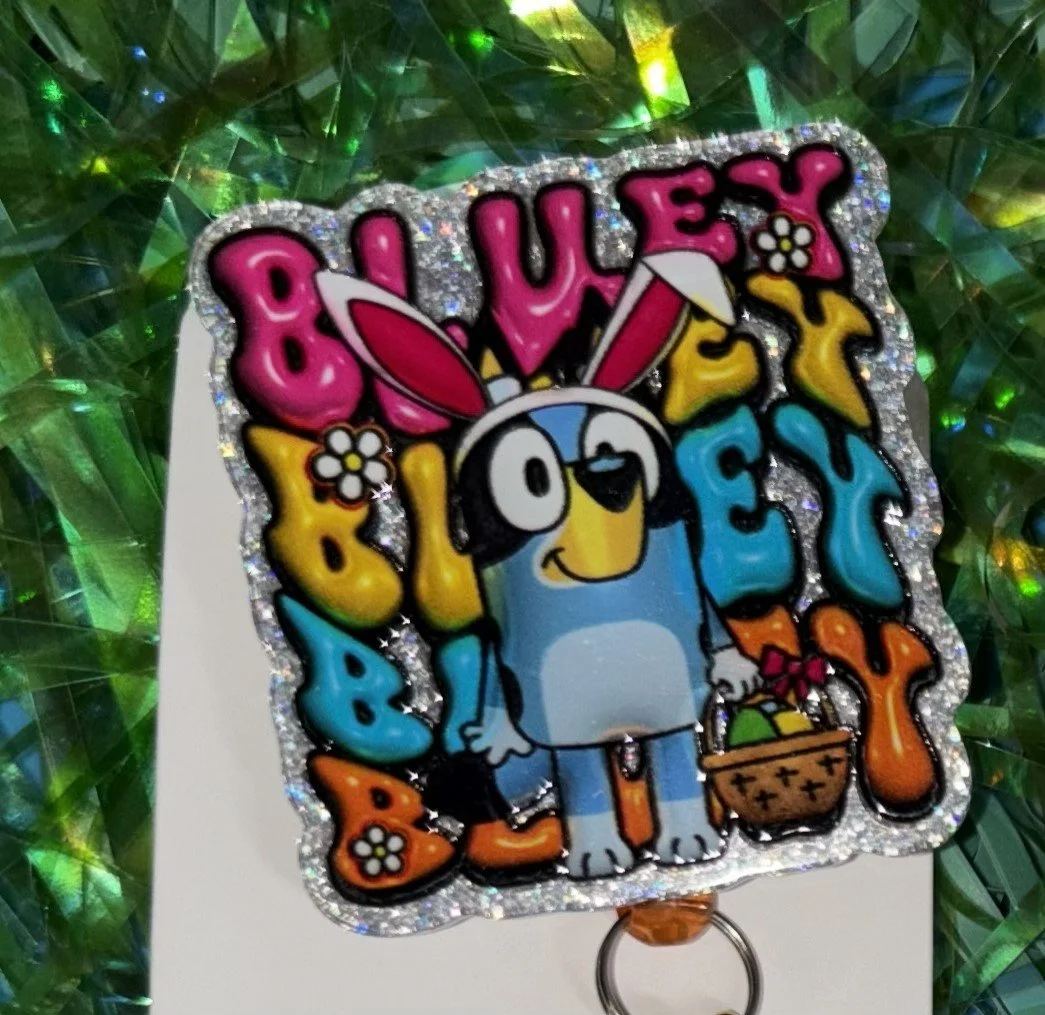 Bluey Easter Badge Reel - Orange/Groovy