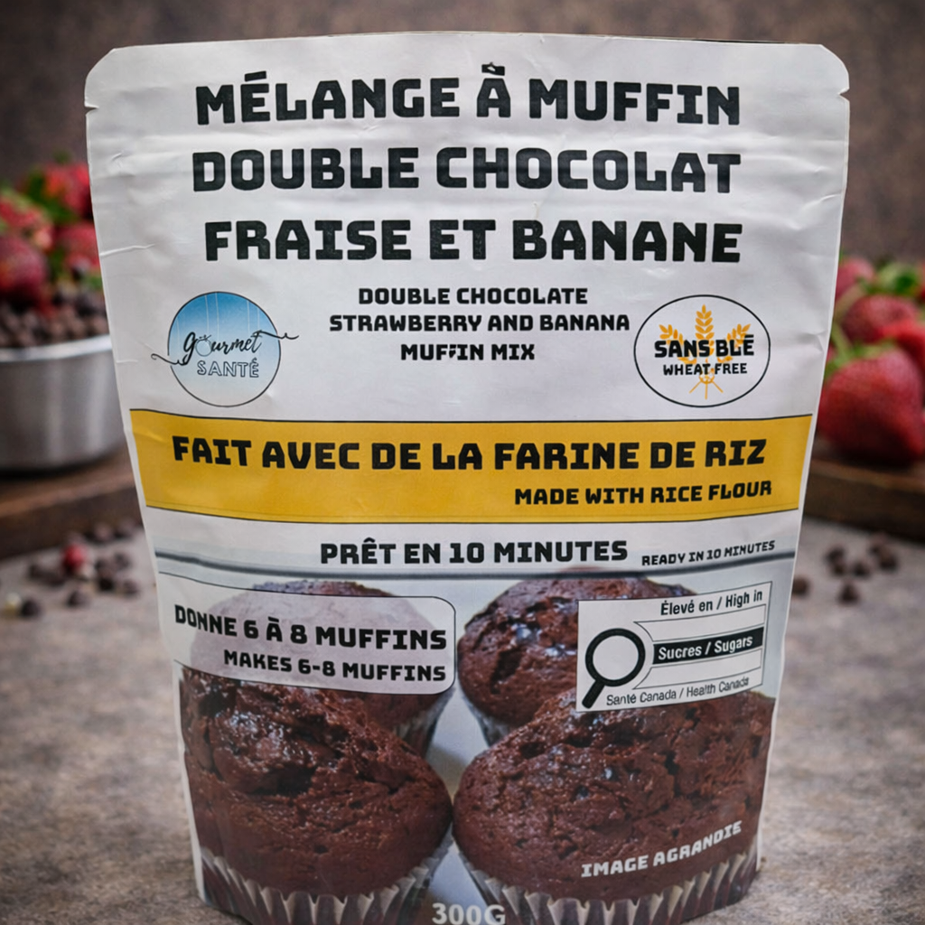 Mélange à muffin double chocolat fraise et banane