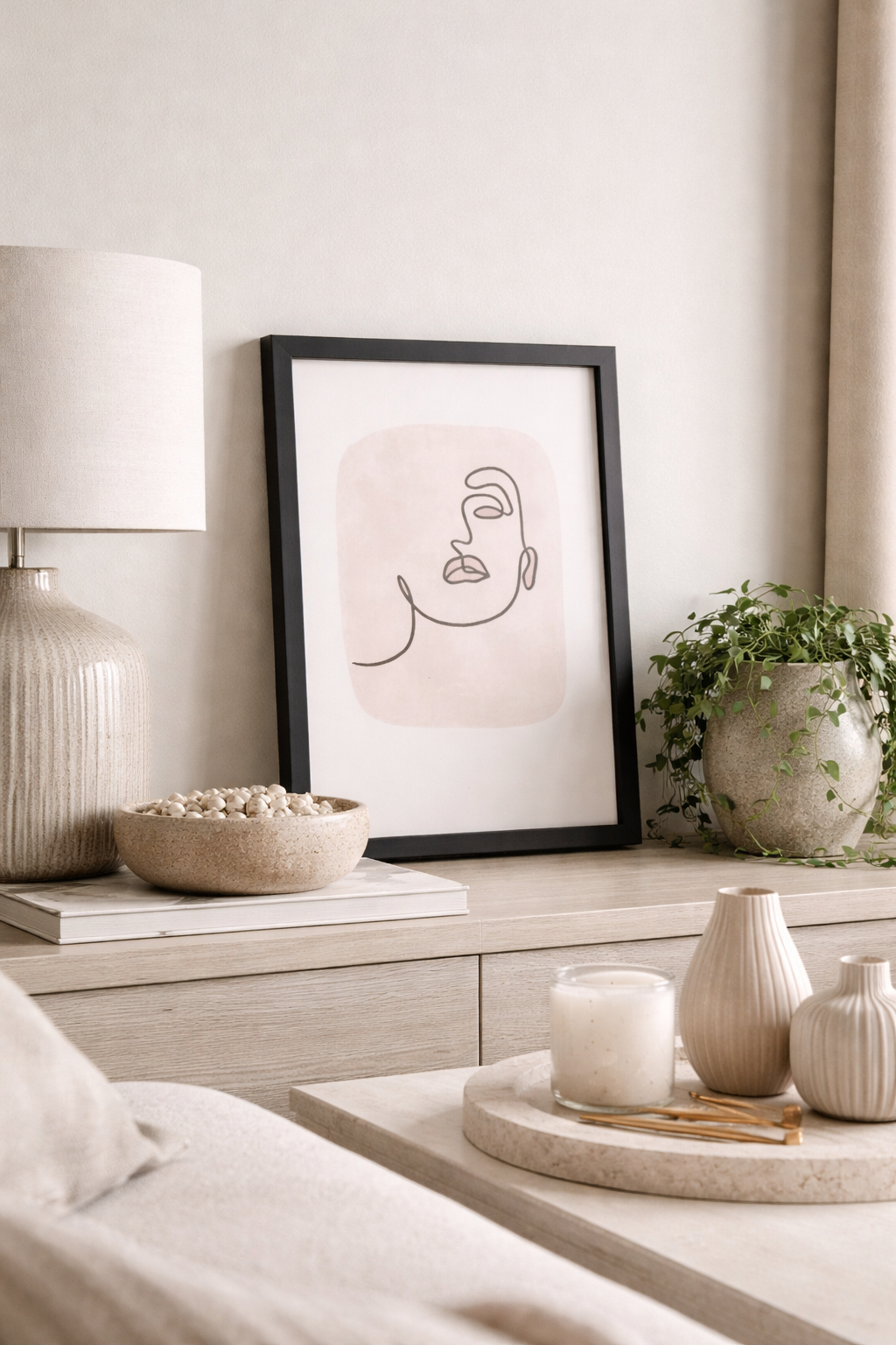 Line Art Print Boho Face