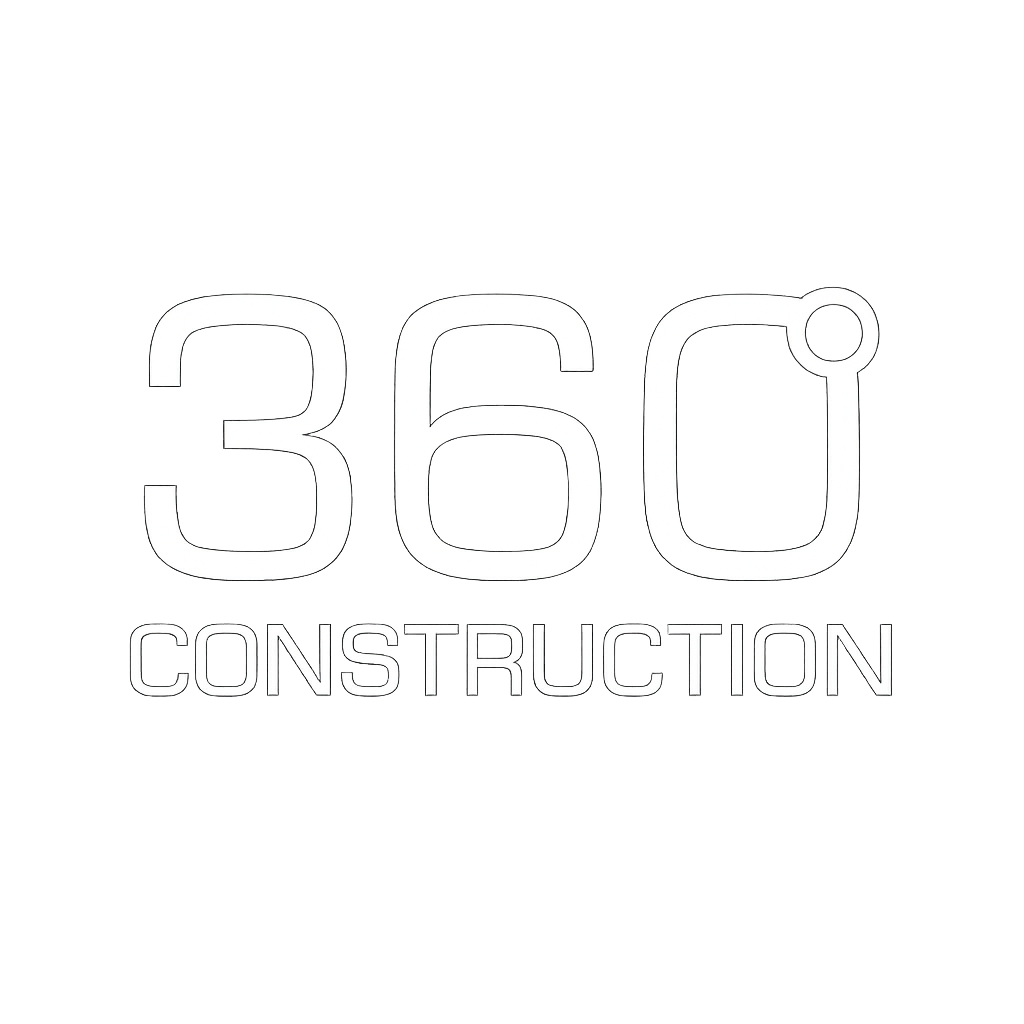 White text on black background reading '360° CONSTRUCTION'.