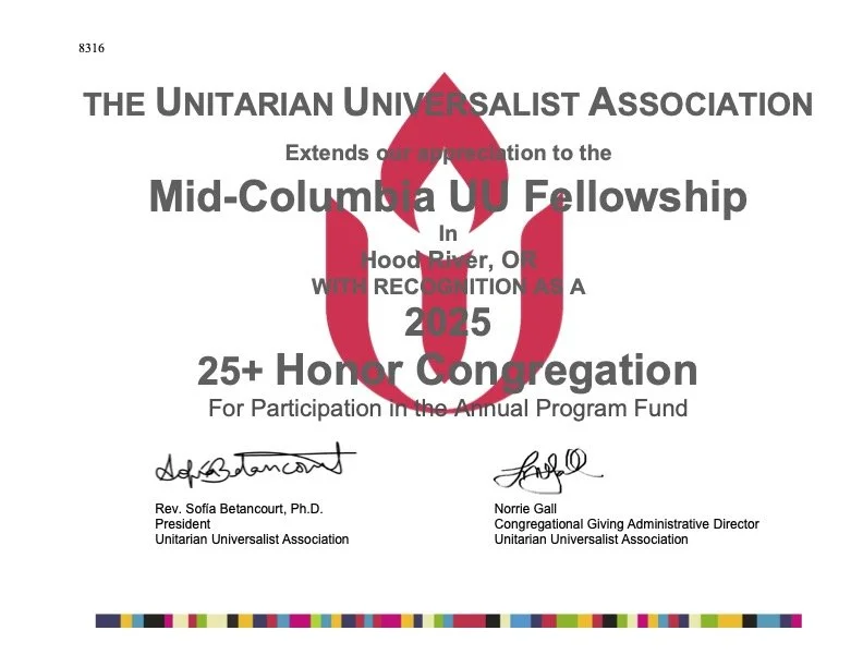 MCUUF Recognized as Honor Congregation