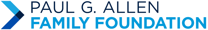 Logo of the Paul G. Allen Family Foundation with blue and black arrow symbol and text in blue.
