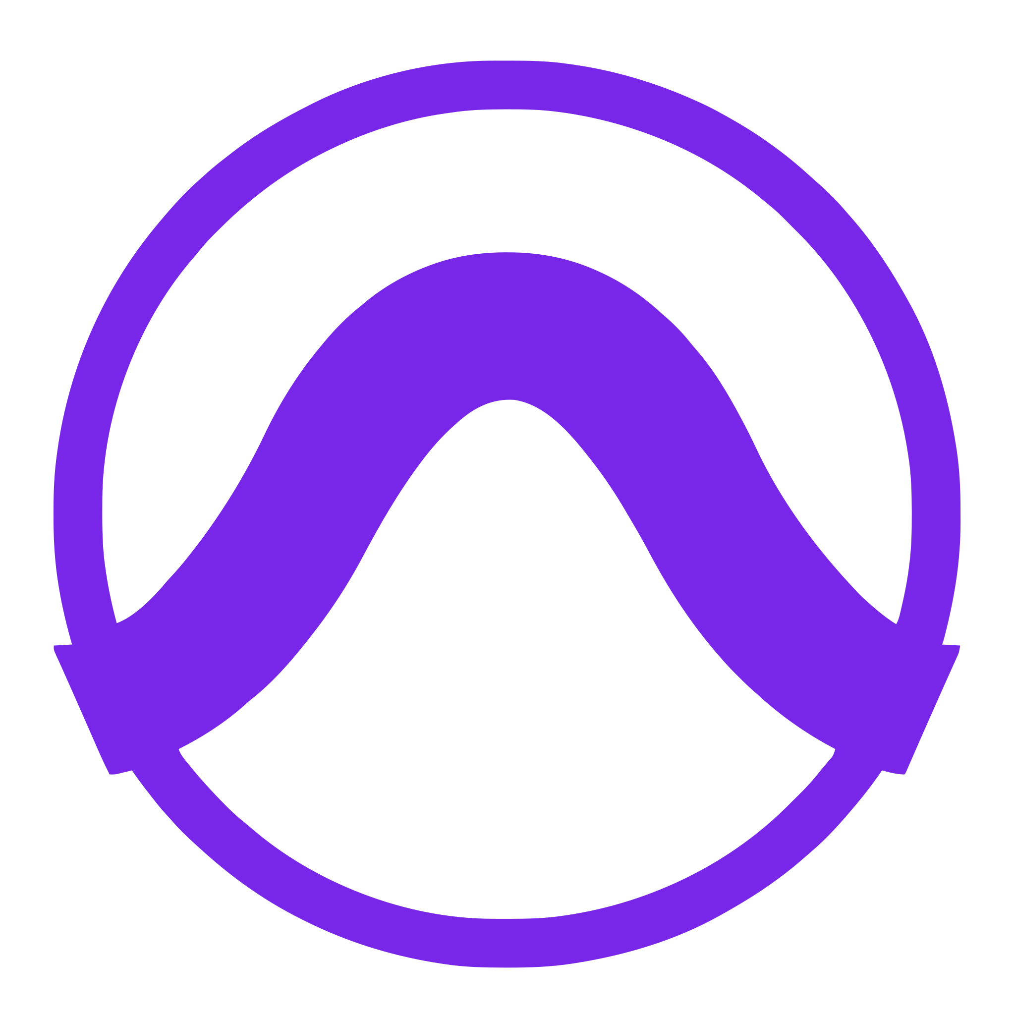 Purple stylized Omega symbol inside a purple circle on a black background.