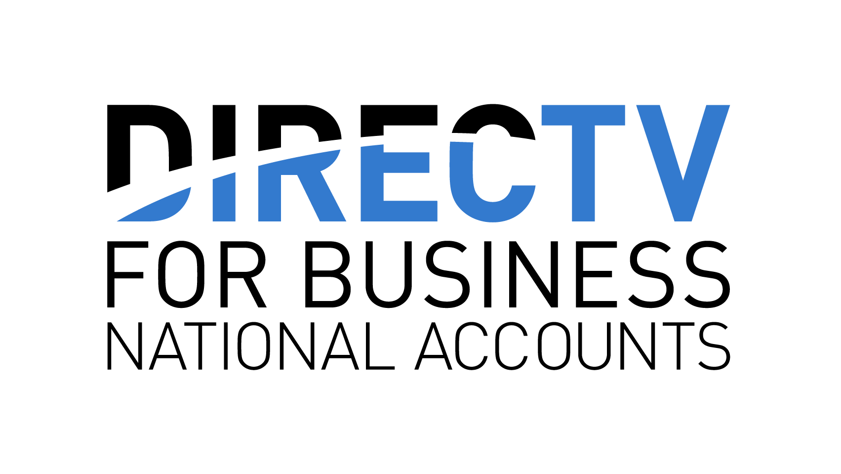 A logo for DirecTV featuring stylized blue text with a curved line above it.