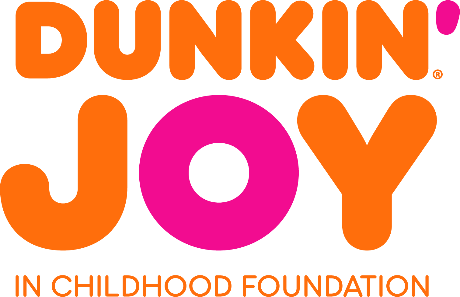 Dunkin' Joy in Childhood Foundation logo with orange and pink text.