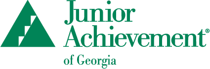 Logo for Junior Achievement of Georgia with green text and graphics.