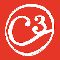 Red background with white handwritten 'C3' inside a circle.