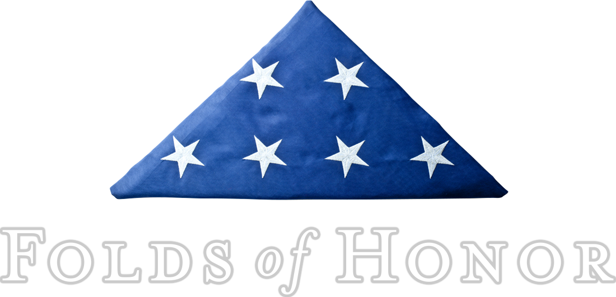 A folded American flag with the text "Folds of Honor" below it.