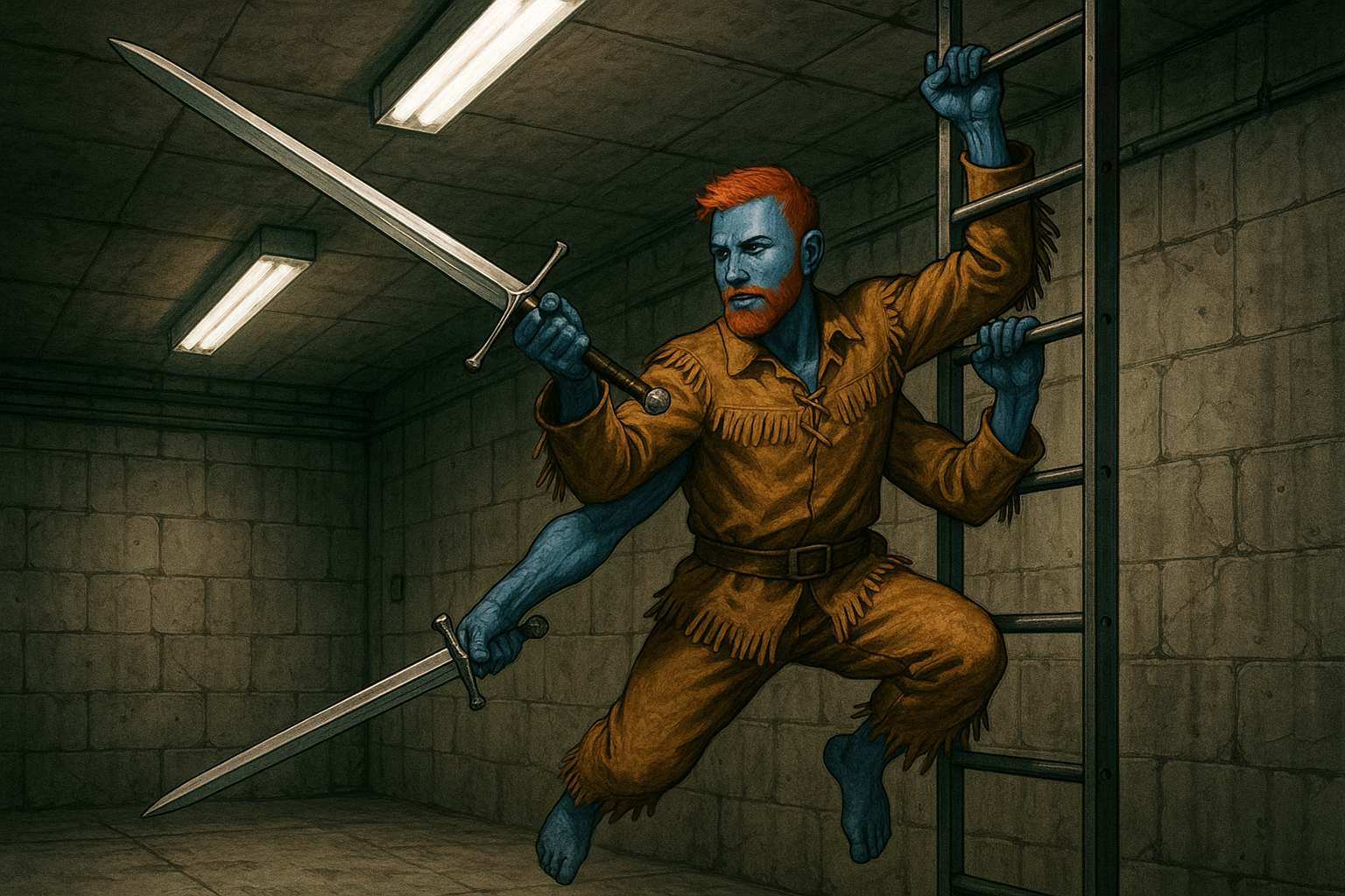 Sol Three - Josh in Shelter with sword.png