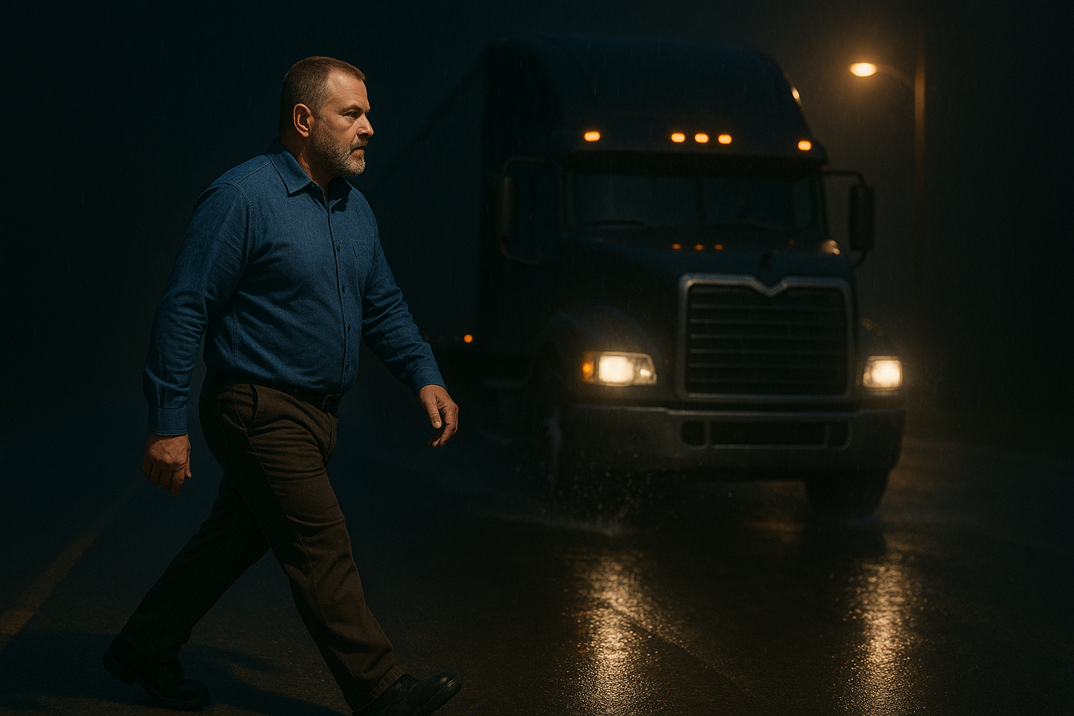 Second Chance - Niko walking in front of truck.png