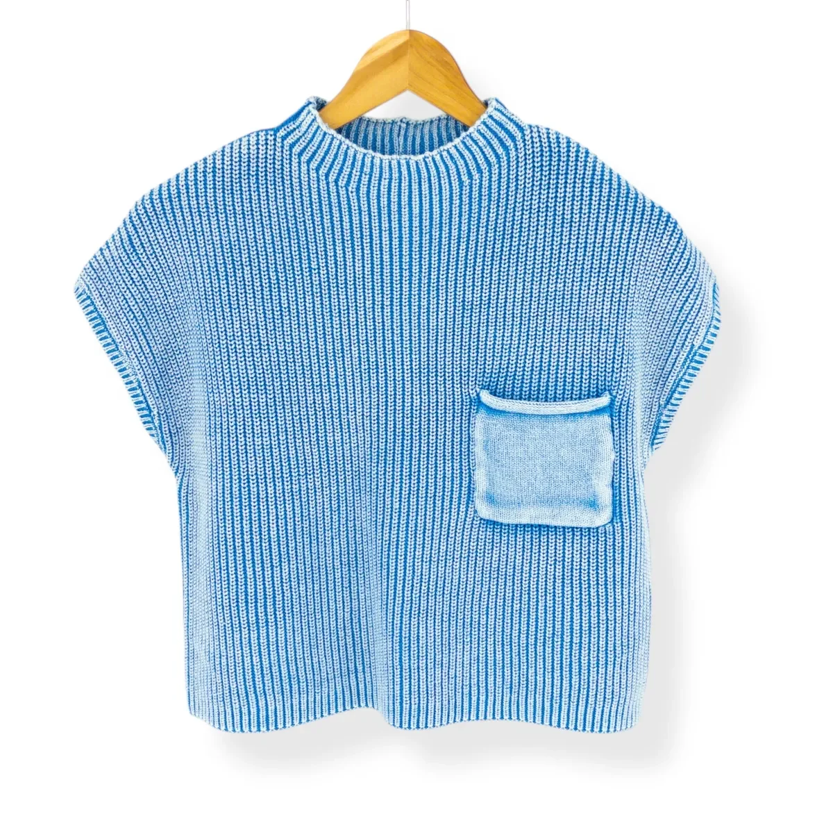 Washed Mock Neck Dolman Sleeve Sweater/Zenana