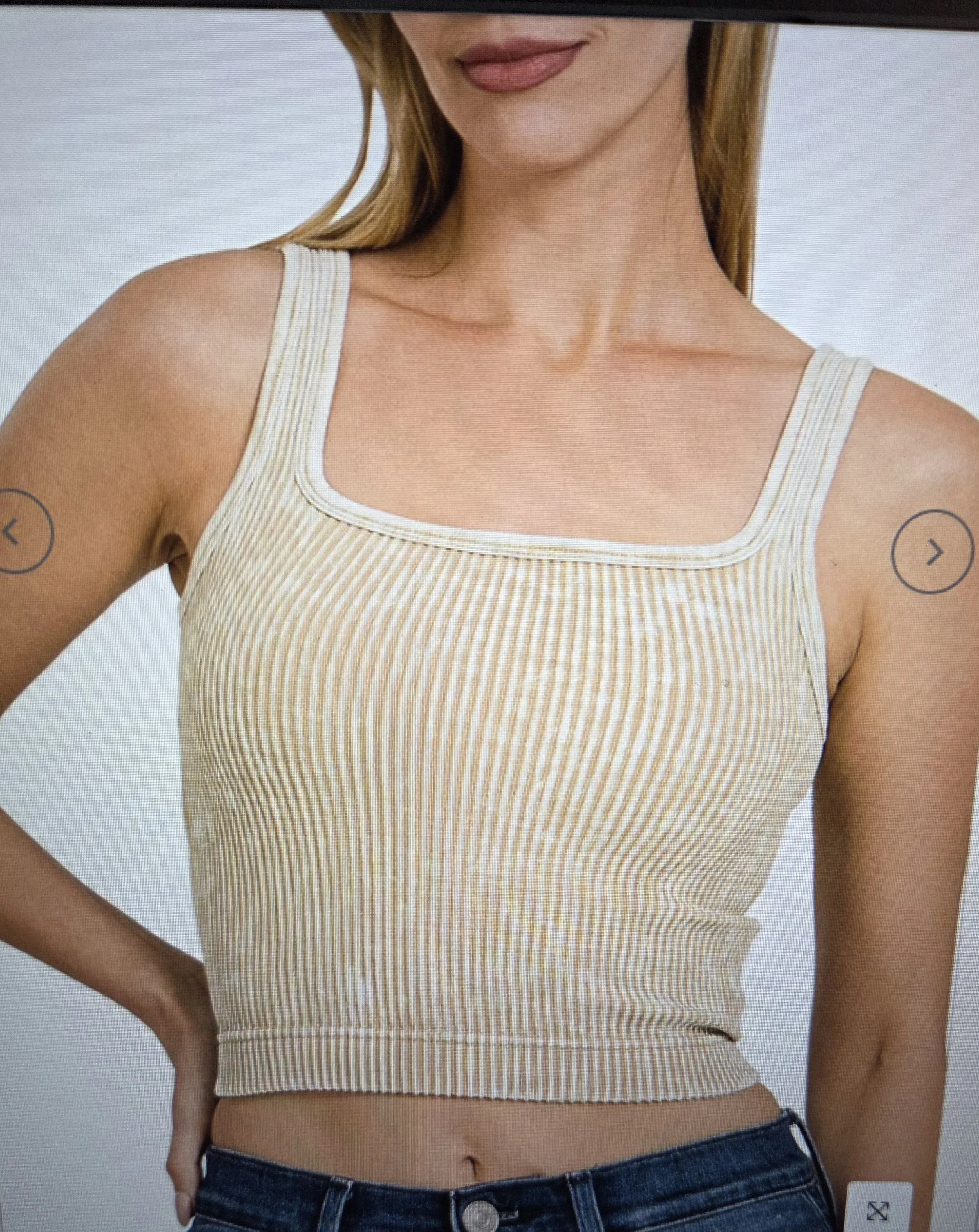 Zenana Washed Ribbed Padded Brami S/M