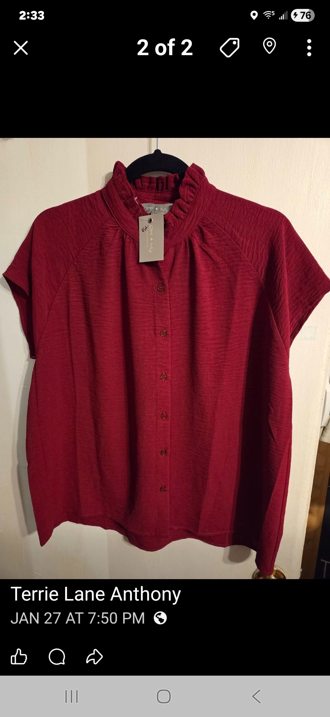 Elegant Burgundy Ruffle Neck Top