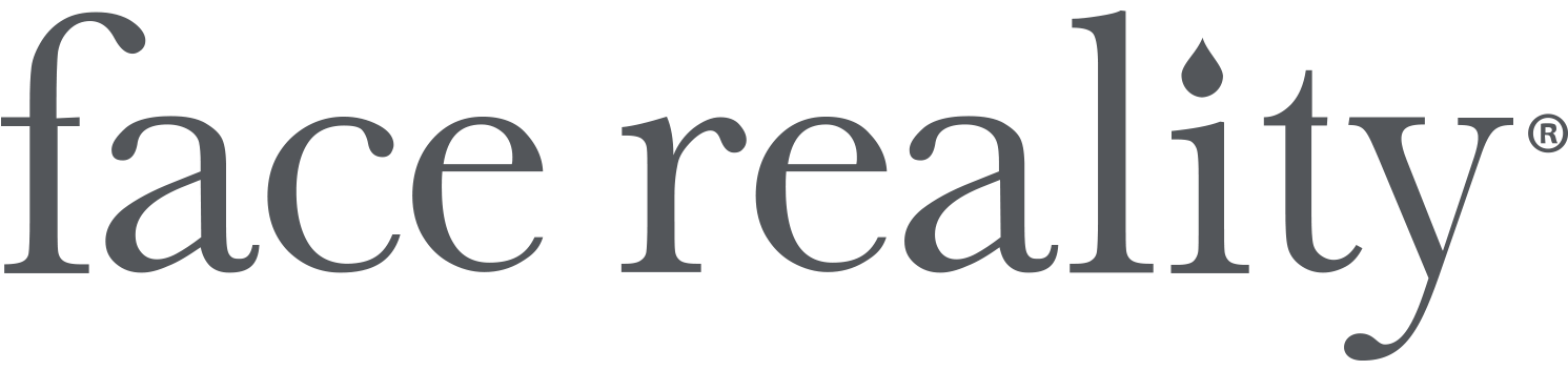 The image features the logo of Face Reality, a skincare company, with the brand name in lowercase grey letters.