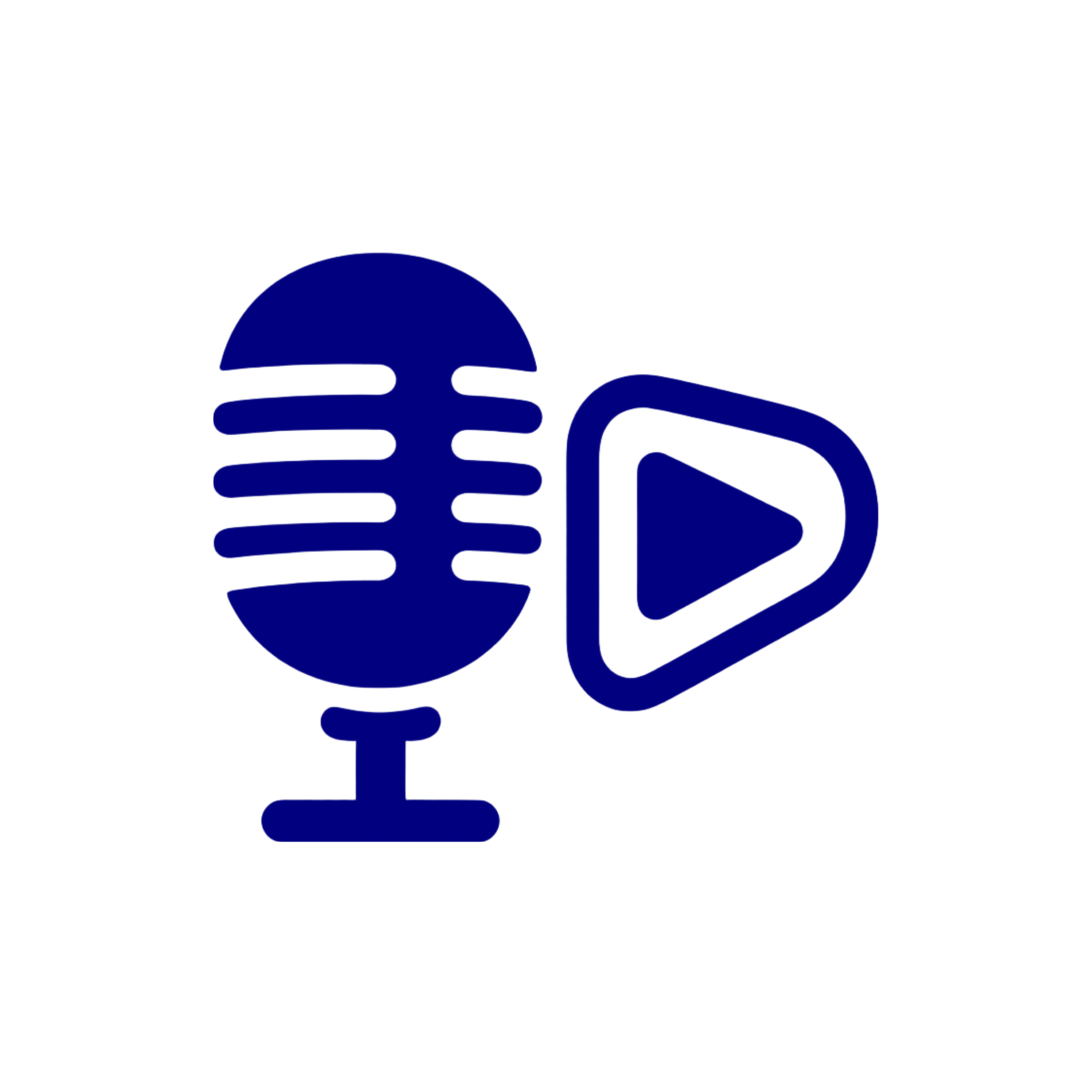 Icon of a microphone and a play button, representing audio or a podcast.
