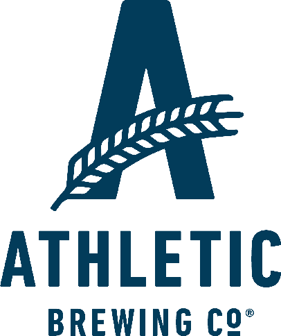 Logo of Athletic Brewing Co. with a large letter A and an olive branch