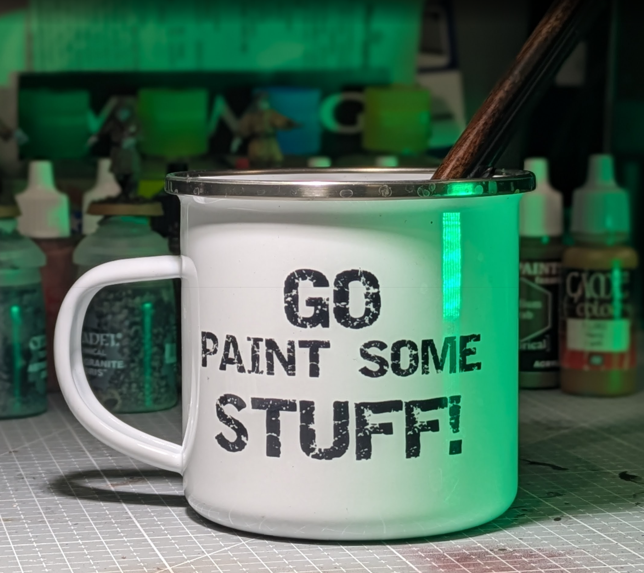 "Go Paint Some Stuff" Enamel Brush Pot