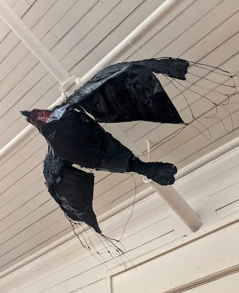 It's Just a Turkey Vulture 
wire, handmade plant paper, acrylic paint 