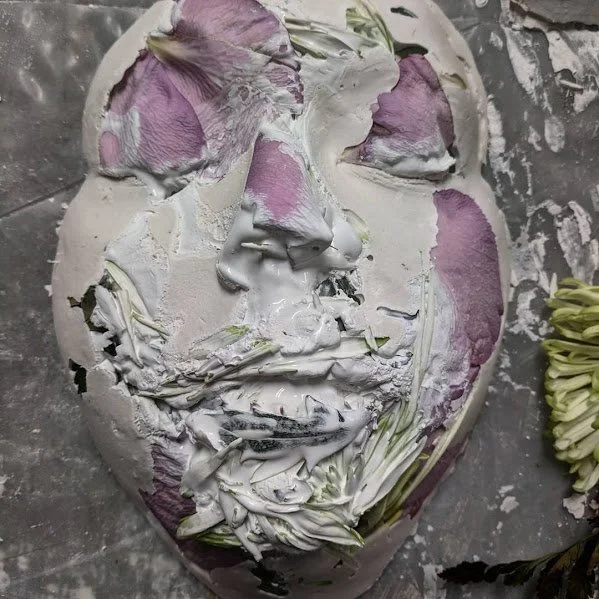 I AM NOT MY WOUNDS
self portrait -
mold of my face filled with plaster and flowers