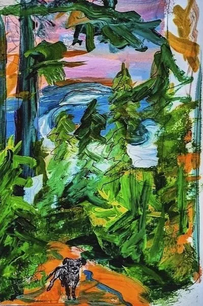 Binks on Blue 
watercolor on paper 