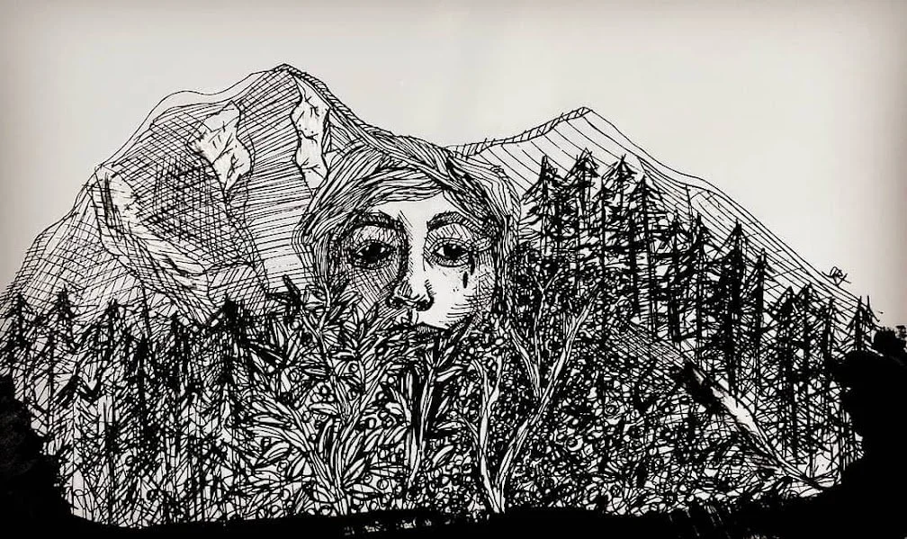 I Exist Here Now
ink on handmade plant paper 