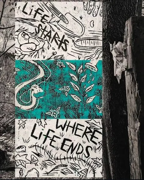 Life Starts Where Life Ends 
woodblock print