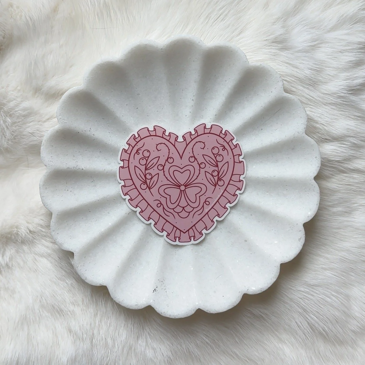 Ruffle Heart Floral Sticker
